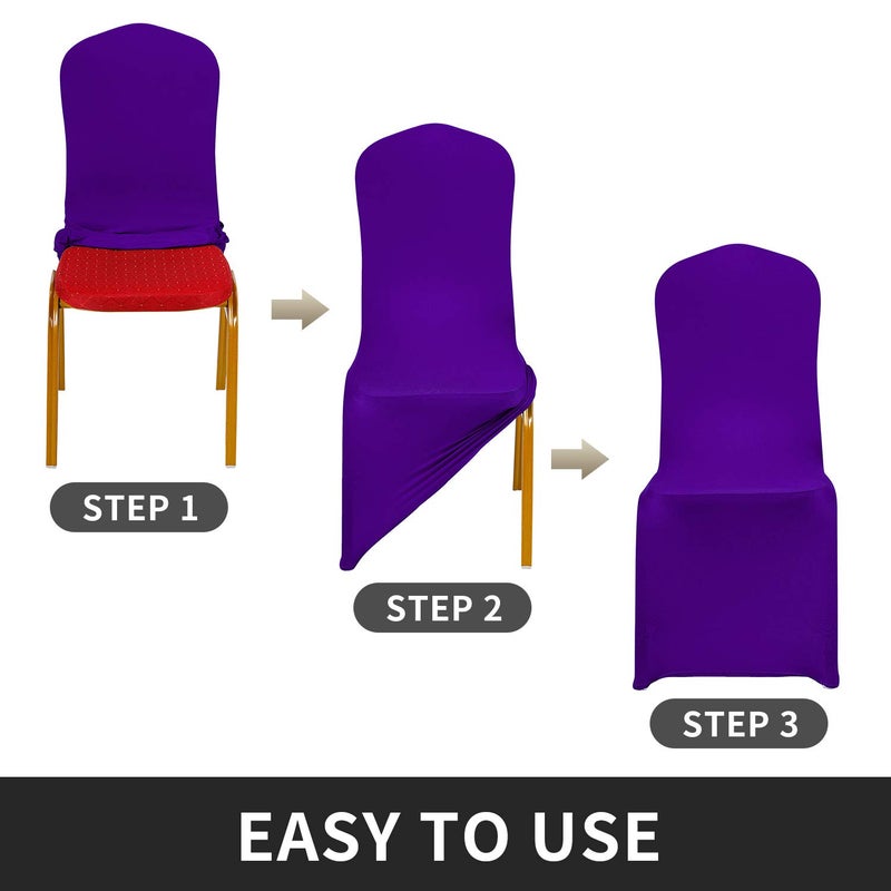 Peomeise Stretch Spandex Chair Cover for Wedding Party Dining Banquet Event (Purple, 25) - Image 4